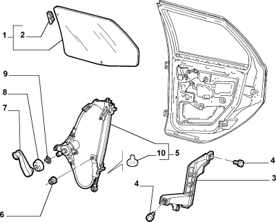 Wkładka mocowanie prowadnicy szyby mechanizm podnoszenia tyl Punto 99- Fiat OE 71730441