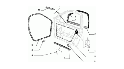 Uszczelka wewnętrzna drzwi lewych Fiat Palio OE 46739996