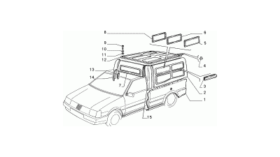 Wspornik dachu pick up Fiorino 91- Fiat OE 7623891