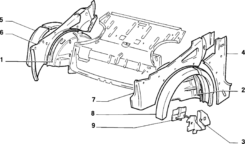 Przegroda panel boczny lewy tył nadkole Fiat 126 Bis OE 7550477